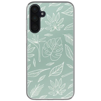Afbeelding van Samsung Galaxy A35 Hoesje Siliconen en TPU (zacht) imoshion Softcase/Backcover Leaves Line Art Telefoonhoesje
