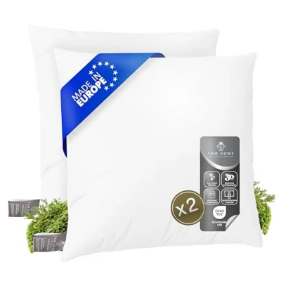 Afbeelding van FAM HOME Zachte Microvezel Kussen 60x60 cm Set van 2 Optimale Steun Voor Nek En Hoofd Hypoallergeen Machinewasbaar Droogbaar