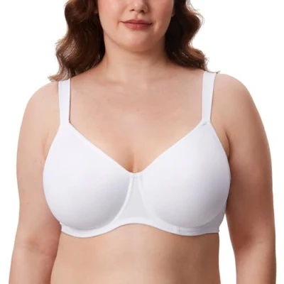 Afbeelding van DELIMIRA Minimizer beha Voor Dames Met Volledige Dekking Plus Size Niet gewatteerde Steun wit 80I