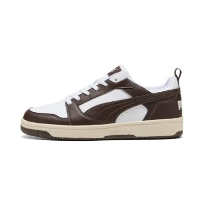 Afbeelding van Puma Rebound V6 Unisex Sneakers laag, Maat: 38, White/chocolate/alpine snow Hoogwaardig imitatieleer