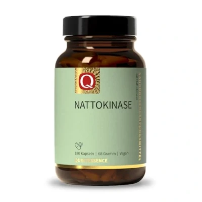 Afbeelding van Quintessence Nattokinase capsules 180 stuks hoge dosis, veganistisch en zonder additieven, uit natuurlijke fermentatie, 100 mg per capsule, geproduceerd in Duitsland