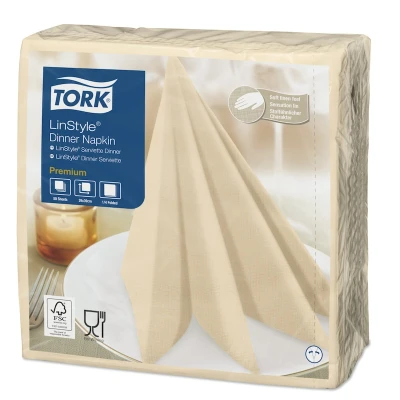 Afbeelding van Tork LinStyle Dinnerservet 39x39cm 1/4 vouw cream 478713