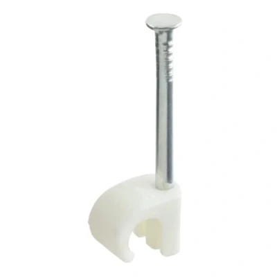 Afbeelding van GTSE Ronde witte kabelclips, voor kabels 5 7 mm, doos van 100, plinten draadspijkerclips, kabelspijkers ethernet, elektrische kabels, muren