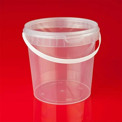 Afbeelding van trendfinding 24 x 1 l emmer met deksel transparante kunststof plastic geschikt voor levensmiddelen