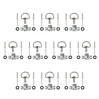 Afbeelding van Oldbones Motorfiets Race Bevestigingsmiddelen Quick Release D Ring 1/4 Turn Kuip Klinknagel Type B 14mm (10 Pack) Zilver
