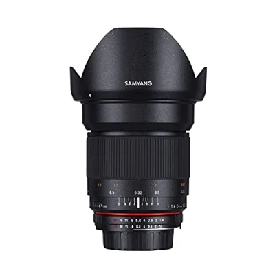 Afbeelding van Samyang MF 24 mm F1.4 voor Nikon F AE ultralichtsterke normale lens, volledig formaat &amp; APS C sensor, hoogwaardige asferische glazen lenzen, incl. tas, beschermkap en zonnekap
