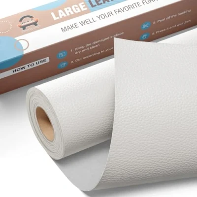 Afbeelding van Leder reparatie kit, 40 x 160 cm OAZ kunstleer zelfklevend, kit lederen patch zelfklevende patches voor autostoelen meubels sofa tassen,Weiß