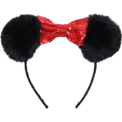 Afbeelding van Disney Minnie Mouse Zwarte pompon haarband