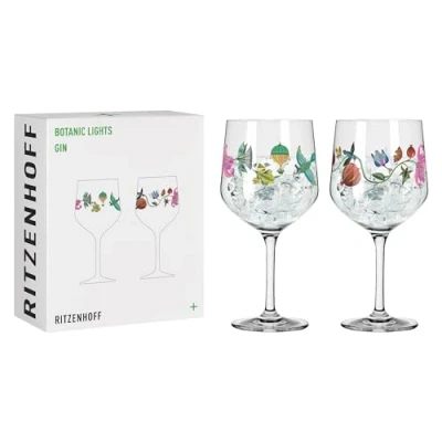 Afbeelding van RITZENHOFF 3881002 Gin glas, 700 ml, Kelch set van 2 stuks, Botanic Lights, motief zomer, Made in Germany