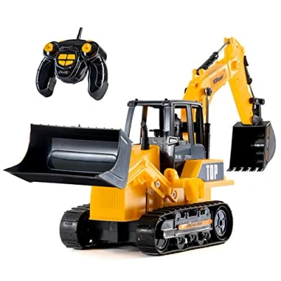 Afbeelding van Top Race 8 kanaals volledig functionele RC graafmachine graaflaadmachine, batterij aangedreven elektrische afstandsbediening bouwtractor. TR 119