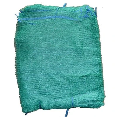 Afbeelding van 100 Groene Netto Zakken 50cm x 80cm 30Kg met Trekkoord Raschel Mesh Netbags Groenten Logs Aanmaakhout Hout