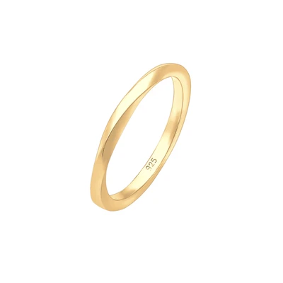Afbeelding van Elli Basic Twisted Ring goldcoloured, Dames, Maat: 54, Gold coloured