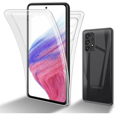Afbeelding van Cadorabo Hoesje geschikt Voor Samsung Galaxy A53 5G in TRANSPARANT 360 Full Body Case Cover Beschermhoes en achterbescherming, all round bescherming met displaybescherming