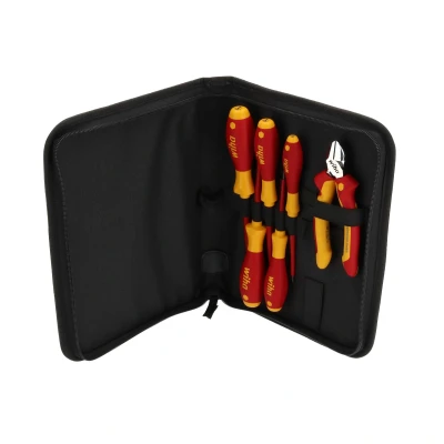 Afbeelding van Wiha VDE Schraubendrehersatz mit Seitenschneider 6tlg in Tasche 33969 Gereedschapsset Electricien Incl. tas 6 delig