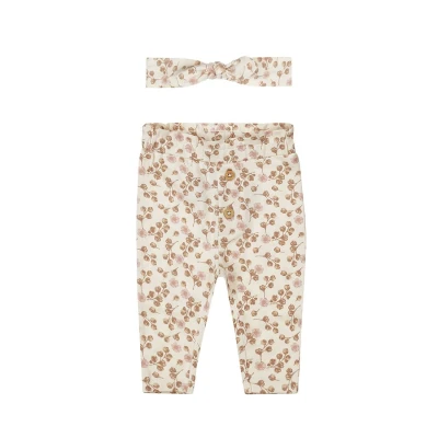 Afbeelding van Dirkje babybroek + haarband lichtbruin/roze/ecru