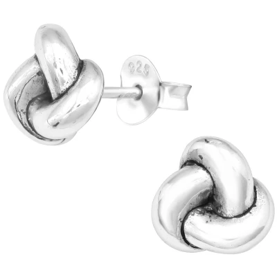 Afbeelding van JoyS Zilveren knoop oorbellen 8 mm knot oorknoppen geoxideerd