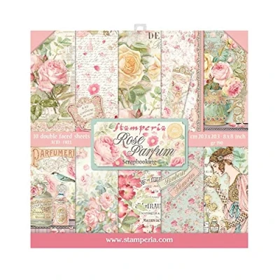 Afbeelding van Stamperia International SBBS73 Scrapbooking Small 10 vellen cm 20, 3 x (8 &quot;X8&quot;) Rose Perfume, Multi Color, X20, 20,3