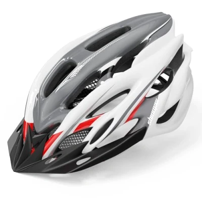 Afbeelding van fietshelm voor Heren en Dames Shinmax CE certificaat Racefietshelm met Afneembare Zonneklep LED achterlicht, Superlicht Verstelbare Mountain Skateboarden 57 62 CM