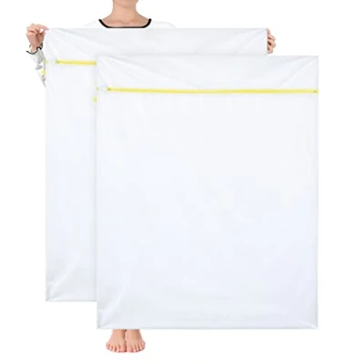 Afbeelding van OTraki Waszak XXL, grote waszak, 90 x 110 cm, 2 stuks, waszakken, herbruikbare wasnetten met ritssluiting, wasnet, groot, voor gordijnen, huisdieren, pluche dier, wasmachine