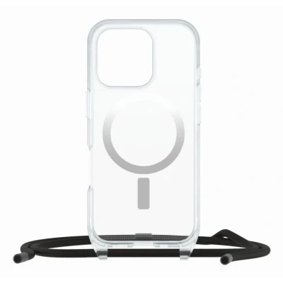 Afbeelding van OtterBox React Series Necklace MagSafe Hoes voor iPhone 16 Pro, ultradunne beschermhoes met verstelbare en afneembare kettingriem, getest volgens militaire standaard, Transparent, Zonder Verpakking