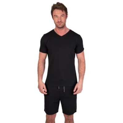 Afbeelding van Light &amp; Shade Pyjama met top en korte broek voor heren, Zwart, XXL