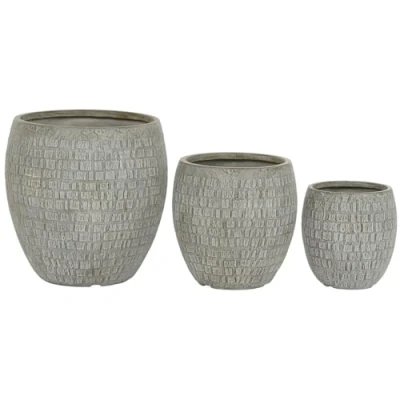 Afbeelding van Plantenbakkenset Home ESPRIT Grijs Glasvezel Magnesium 55 x 55,5 cm (3 Stuks)