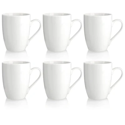 Afbeelding van COM FOUR® 6x keramische koffiekopjes koffiemokken in modern design koffiepot voor koude en warme dranken beker met wit handvat drinkbeker 300 ml (06 stuks crèmewit)