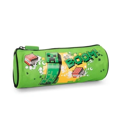 Afbeelding van minecraft Officieel etui voor school, licht en compact, eenvoudig te dragen in de rugzak op bergen, met praktische ritssluiting, 22 x 8 cm, groen zwart, Meerkleurig.,