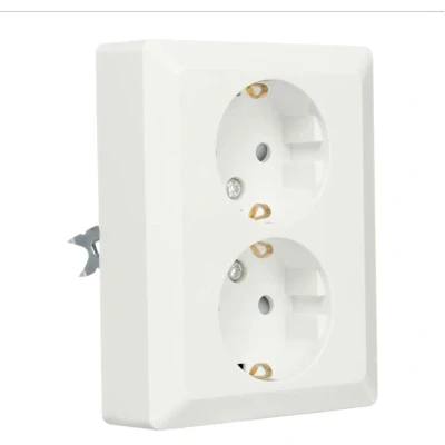 Afbeelding van Stopcontact ION Industries (Half opbouw, Dubbel, Randaarde, Wit)