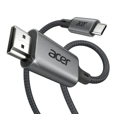 Afbeelding van acer USB C naar HDMI Kabel 4K@60Hz, Thunderbolt 3/4 compatibel, Aluminium+Nylon, Type voor iPhone 15/16 Pro Max, MacBook iPad Pro/Air, iMac, Surface Book 2, Samsung S24, Pixelbook enz. 3m