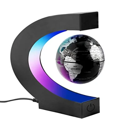 Afbeelding van Surplex Magnetische zwevende Wereldbol, Creatieve C Vorm levitatie wereldkaartbol met Kleurrijke LED kleurenverlichting voor Thuiskantoor Bureau Decoratie, Kinderen Aardrijkskunde Onderwijzen geschenken