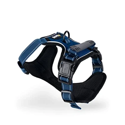 Afbeelding van lionto Hondentuig gevoerd anti trek harnas reflecterend veiligheidstuig verstelbaar, Maat XL, blauw