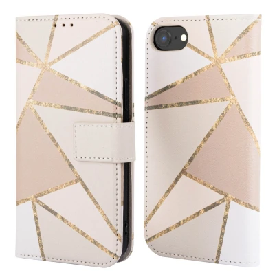 Afbeelding van Apple iPhone 16e Hoesje Kunstleder imoshion Bookcase Beige Graphic Telefoonhoesje