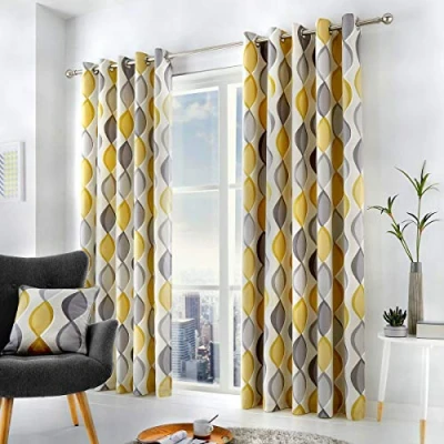 Afbeelding van Fusion Lennox gordijnen met ogen, 100% katoen, 168 x 137 cm, grijs