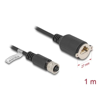 Afbeelding van Delock M12 Kabel D kodiert 4 Pin Buchse zu RJ45 zum Einbau Cat.