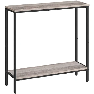 Afbeelding van HOOBRO Consoletafel, 75 cm gangtafel, smalle bijzettafel in industriële stijl met plank, eenvoudige montage, hal, ingang, woonkamer,grijp zwart EBG22XG01