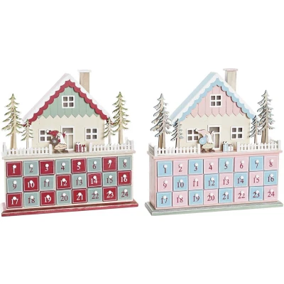 Afbeelding van Adventkalender DKD Home Decor Hout Huis (32 x 8 33 cm) (2 Stuks)