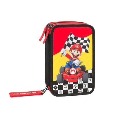 Afbeelding van MARIOKART Gevuld Etui, Racecar (3 ritsen) 20 x 13 7 cm Polyester