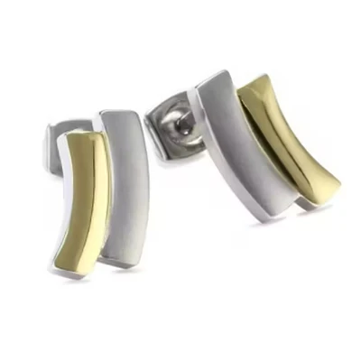 Afbeelding van Boccia 0561 02 Oorknoppen titanium zilver en goudkleurig 10 mm