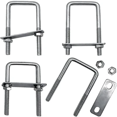 Afbeelding van 4 Stuks Roestvrij Staal U bouten M8 x 100 52 mm Vierkante Bolts beugelschroef Bout met Moeren en Frameplaat voor Marine Hardware Automobiles Sanitair Industrieel