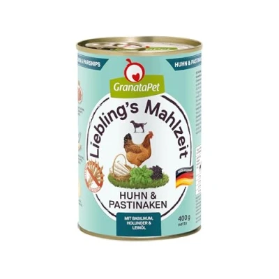 Afbeelding van GranataPet Lieblings&#039;s Maaltijd kip &amp; pastinaak, natvoer voor honden, hondenvoer zonder granen en suikertoevoegingen, volledig voer, 6 x 400 g