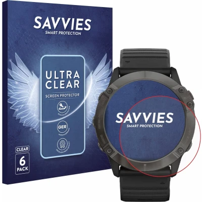 Afbeelding van Savvies (6 Stuks) Schermbeschermer voor Garmin Fenix 6X Pro Solar Screen Protector Ultra Transparant