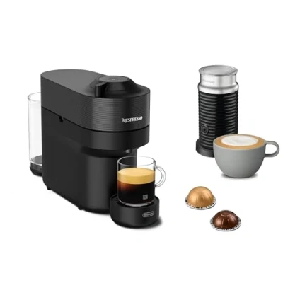 Afbeelding van Nespresso Vertuo Pop ENV90.BAE machine met cups van DeLonghi Zwart