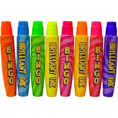 Afbeelding van 15 ml in fluorescerende inkt, Slimline Bingo Dabbers, 8 stuks bingostiften, verschillende kleuren, voor het aankruisen van bingokaarten