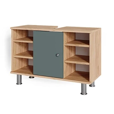 Afbeelding van Vicco Wastafelonderkast Fynn, Groen/Krachtige eik goud, 80 x 54 cm