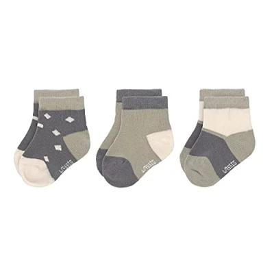 Afbeelding van LÄSSIG Kinder sneakersokken GOTS 3 stuks gesorteerd antraciet/olijf, maat 19 22