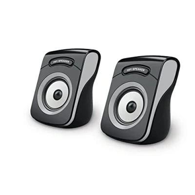 Afbeelding van APM Luidsprekers, bekabeld, USB 2.0, duo, pc luidspreker, helder en hoogwaardig geluid, zelfvoorzienend via kabel, instelbaar volume, 6 W RMS uitgang, compact formaat, grijs, 571073