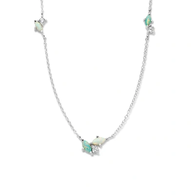 Afbeelding van zilver gerhodineerd collier synth. opaal en zirkonia 41 + 4 cm 1336499 horloge Zilverkleur 45