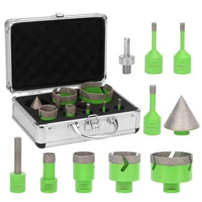 Afbeelding van Snowtaros Diamant tegelboorset, 6/6/8/20/35/50/68 mm M14 diamantboor met 10 vingerboor/50 fasenboor/adapter voor tegels, glas, fijnsteengoed, graniet, marmer