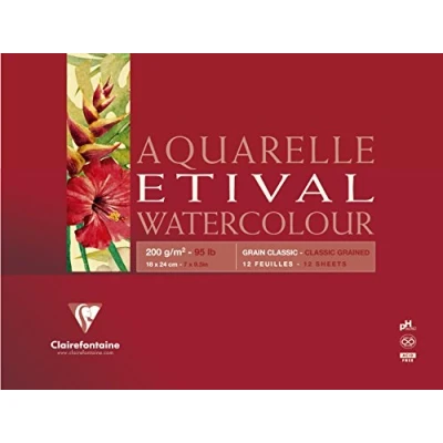 Afbeelding van Clairefontaine 96377C Etival Aquarelblok (mat, 200 g, geschikt voor alle neustechnieken, 4 zijdig verlijmd, 10 vellen, 18 x 24 cm, ideaal beginners, zuurvrij) wit